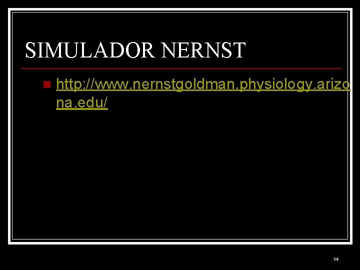 SIMULADOR NERNST n http: //www. nernstgoldman. physiology. arizo na. edu/ 14 