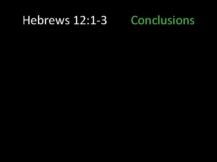 Hebrews 12: 1 -3 Conclusions 