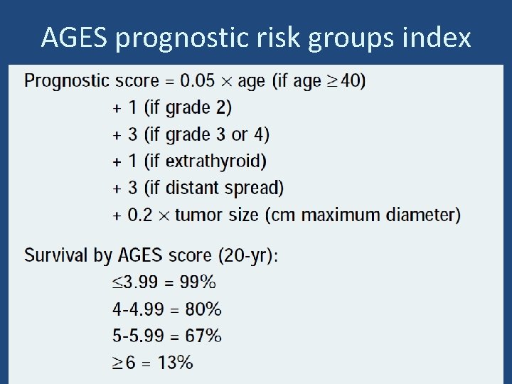 AGES prognostic risk groups index 