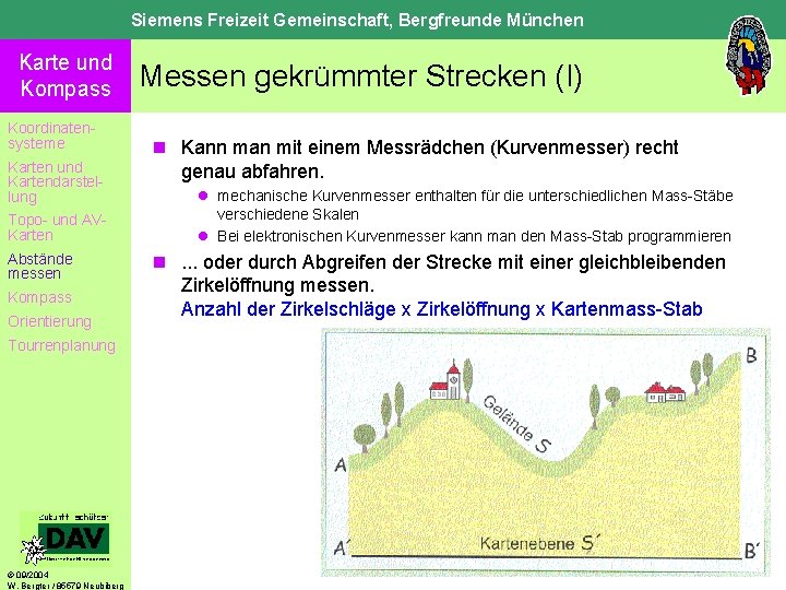 Siemens Freizeit Gemeinschaft, Bergfreunde München Karte und Kompass Koordinatensysteme Karten und Kartendarstellung Topo- und