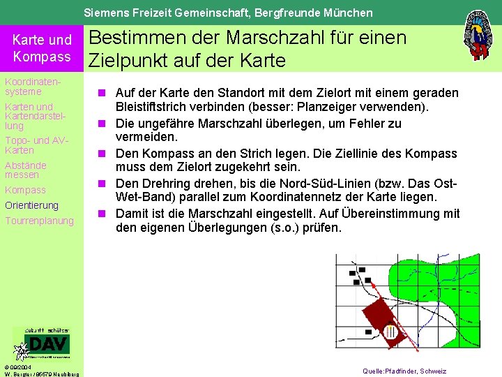 Siemens Freizeit Gemeinschaft, Bergfreunde München Karte und Kompass Koordinatensysteme Karten und Kartendarstellung Topo- und