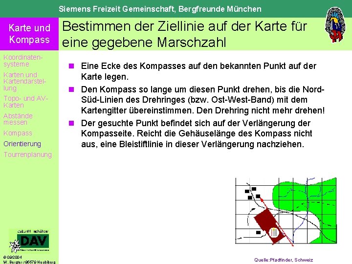 Siemens Freizeit Gemeinschaft, Bergfreunde München Karte und Kompass Koordinatensysteme Karten und Kartendarstellung Topo- und