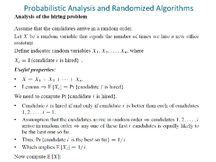Probabilistic Analysis and Randomized Algorithms 10 Probabilistic Analysis and Randomized Algorithms 10