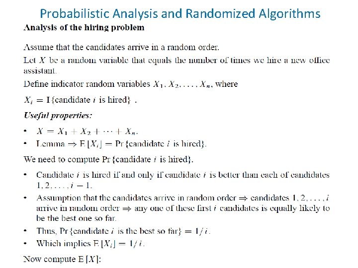 Probabilistic Analysis and Randomized Algorithms 10 