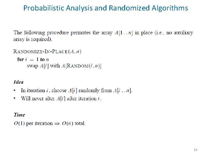 Probabilistic Analysis and Randomized Algorithms 16 