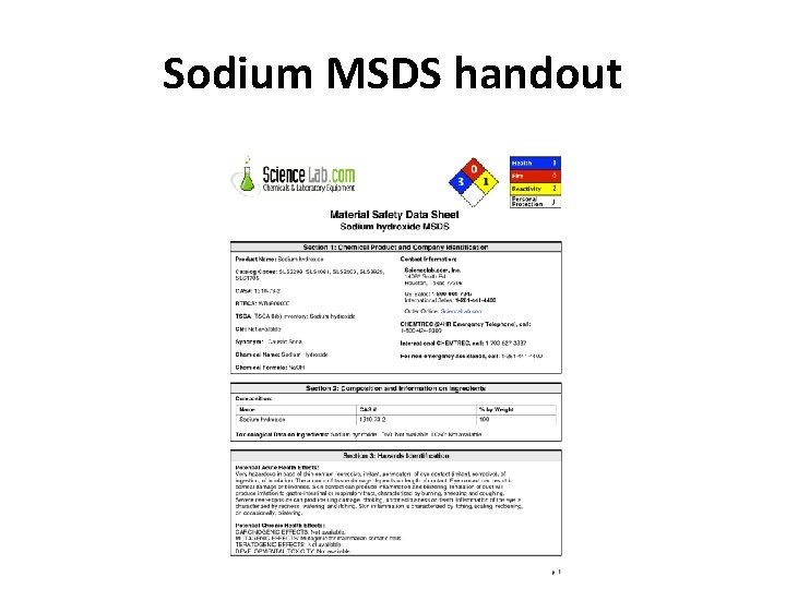 Sodium MSDS handout 
