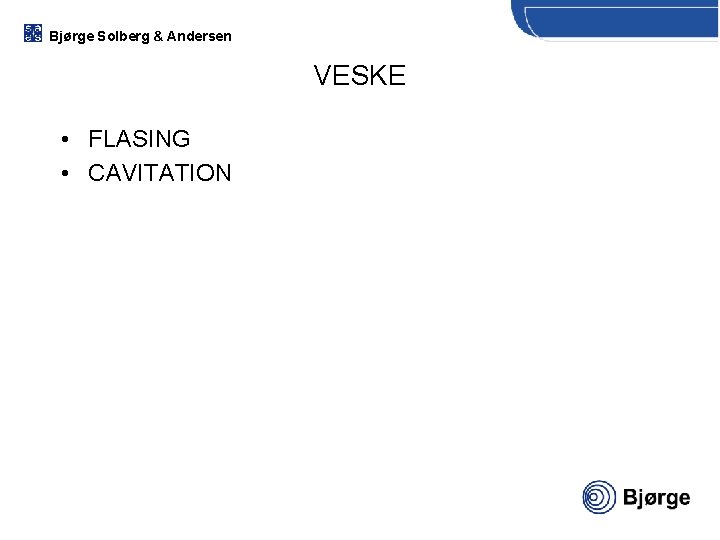 Bjørge Solberg & Andersen VESKE • FLASING • CAVITATION 