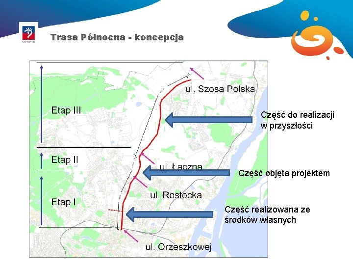 Trasa Północna - koncepcja Część do realizacji w przyszłości Część objęta projektem Część realizowana