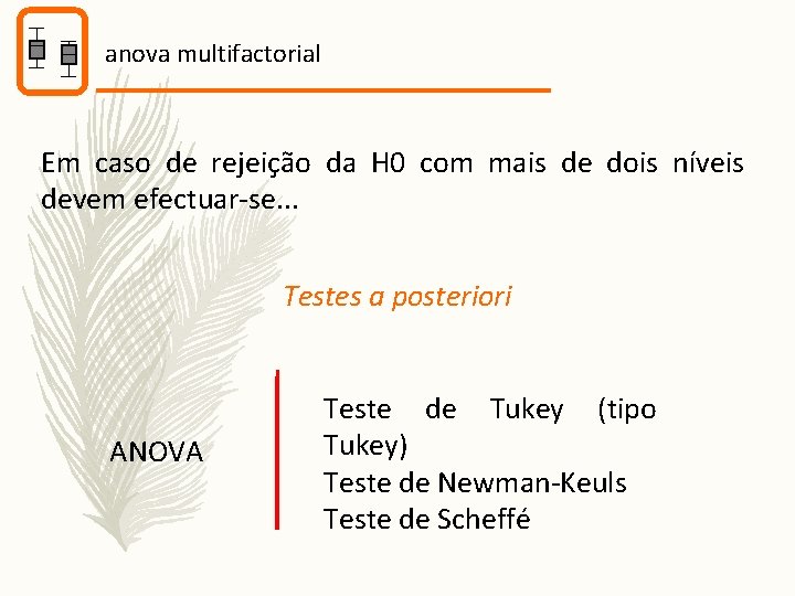 anova multifactorial Em caso de rejeição da H 0 com mais de dois níveis