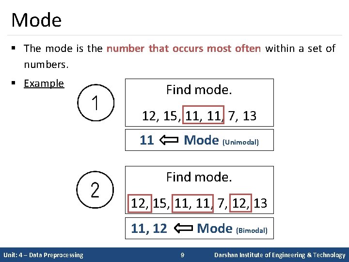 Mode § The mode is the number that occurs most often within a set