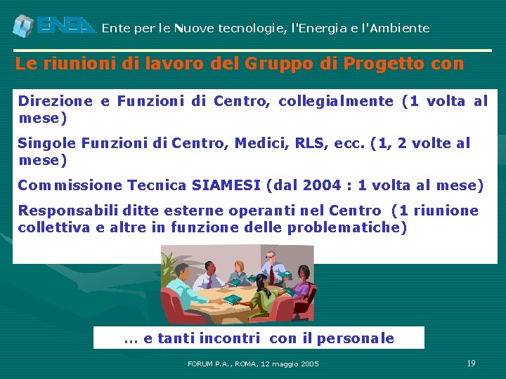 Ente per le Nuove tecnologie, l'Energia e l'Ambiente Le riunioni di lavoro del Gruppo