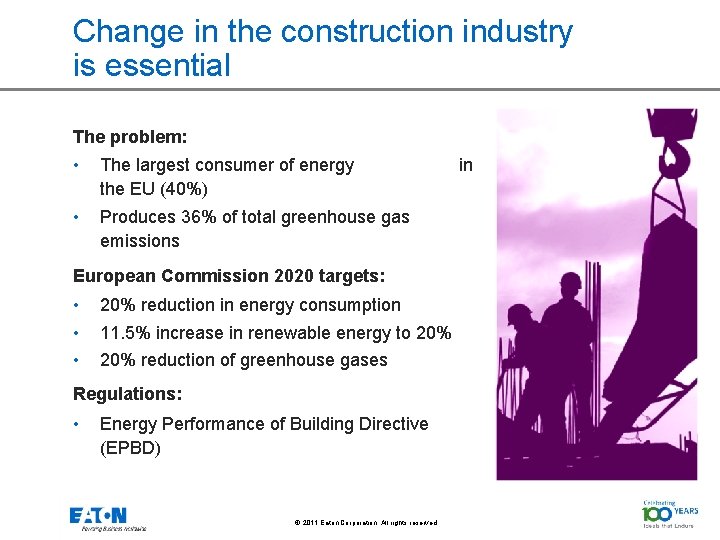 Change in the construction industry is essential The problem: • The largest consumer of