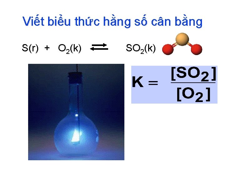 Viết biểu thức hằng số cân bằng S(r) + O 2(k) SO 2(k) 