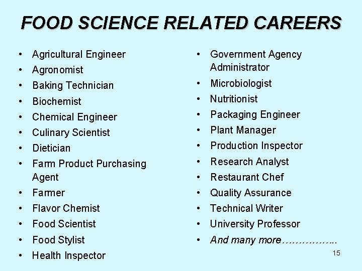 Food Science Technology Presentation prepared by Alice F