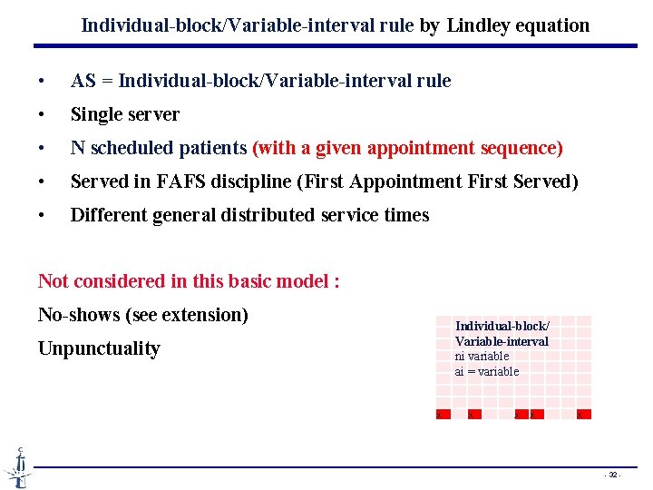 Individual-block/Variable-interval rule by Lindley equation • AS = Individual-block/Variable-interval rule • Single server •