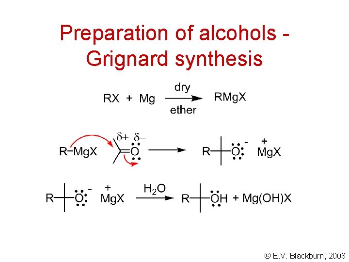 Preparation of alcohols Grignard synthesis © E. V. Blackburn, 2008 
