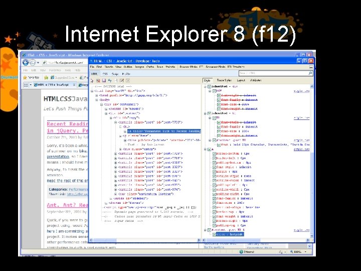 Internet Explorer 8 (f 12) 