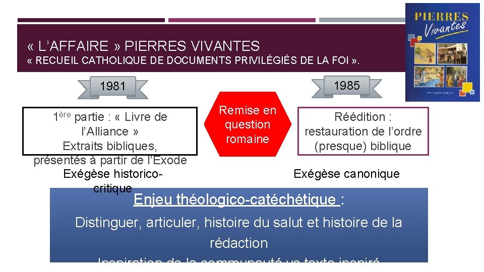  « L’AFFAIRE » PIERRES VIVANTES « RECUEIL CATHOLIQUE DE DOCUMENTS PRIVILÉGIÉS DE LA