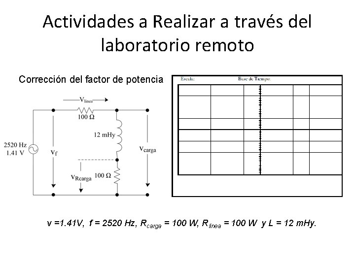 Actividades a Realizar a través del laboratorio remoto Corrección del factor de potencia v