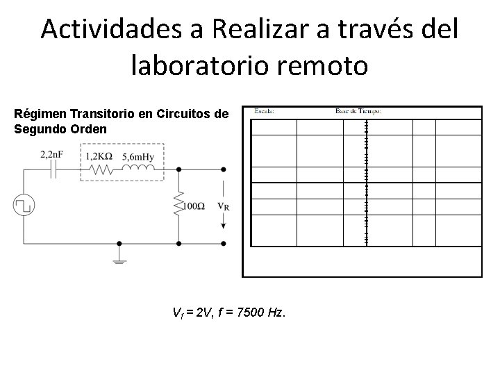 Actividades a Realizar a través del laboratorio remoto Régimen Transitorio en Circuitos de Segundo