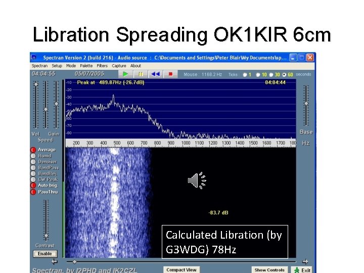 Libration Spreading OK 1 KIR 6 cm Calculated Libration (by G 3 WDG) 78