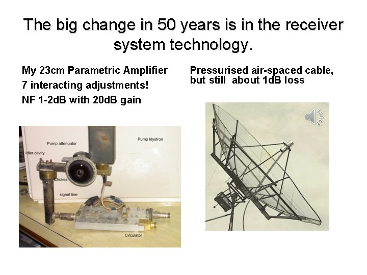 The big change in 50 years is in the receiver system technology. My 23