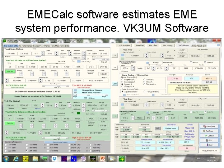 EMECalc software estimates EME system performance. VK 3 UM Software 