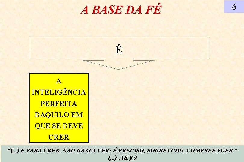 A BASE DA FÉ 6 É A INTELIGÊNCIA PERFEITA DAQUILO EM QUE SE DEVE