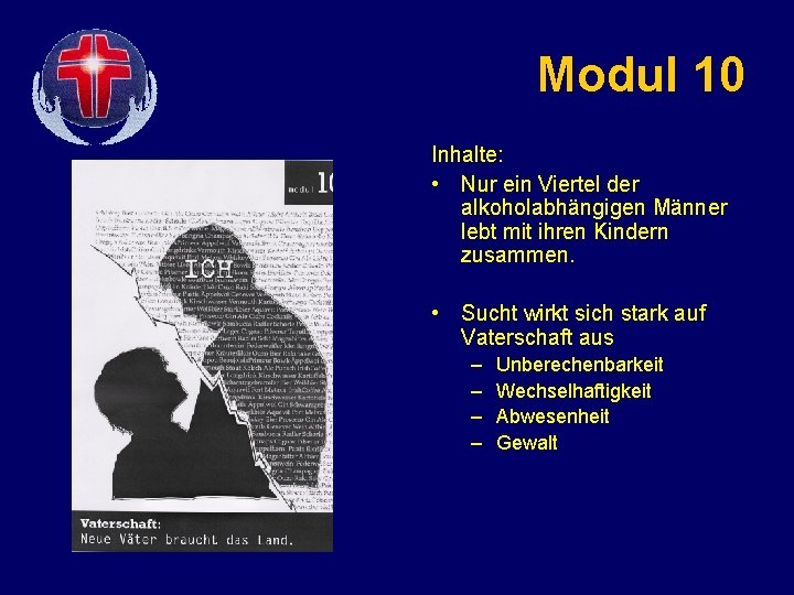 Modul 10 Inhalte: • Nur ein Viertel der alkoholabhängigen Männer lebt mit ihren Kindern