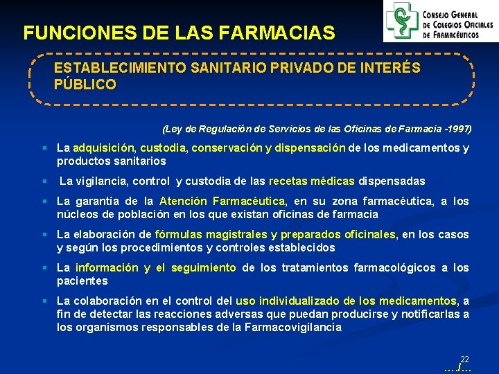 FUNCIONES DE LAS FARMACIAS ESTABLECIMIENTO SANITARIO PRIVADO DE INTERÉS PÚBLICO (Ley de Regulación de