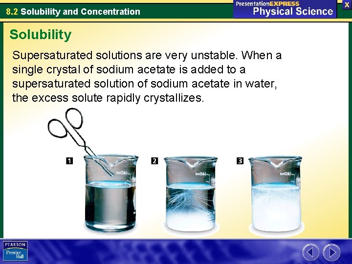 8. 2 Solubility and Concentration Solubility Supersaturated solutions are very unstable. When a single