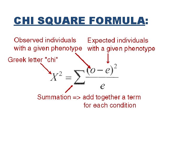 CHI SQUARE FORMULA: CHI SQUARE FORMULA: