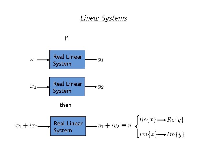 Linear Systems If Real Linear System then Real Linear System 