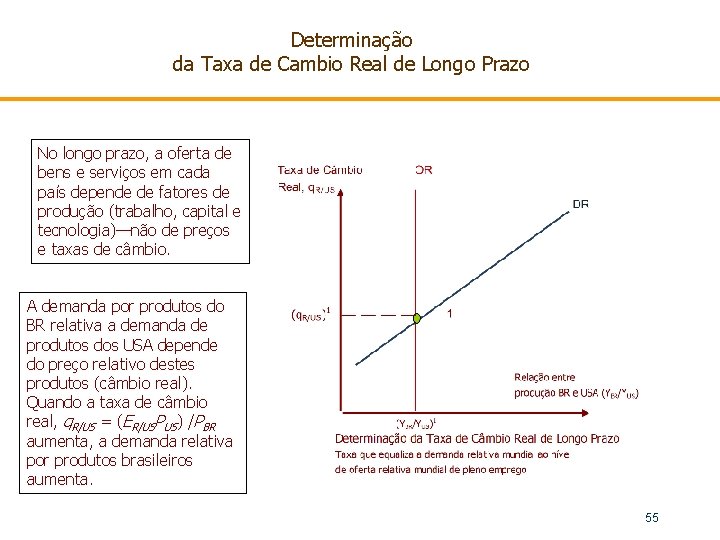 Determinação da Taxa de Cambio Real de Longo Prazo No longo prazo, a oferta