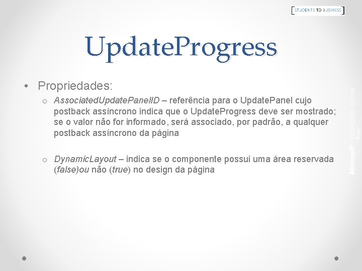 Update. Progress • Propriedades: o Associated. Update. Panel. ID – referência para o Update.