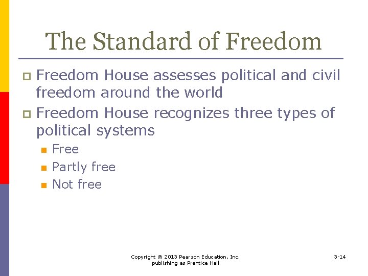 The Standard of Freedom House assesses political and civil freedom around the world p