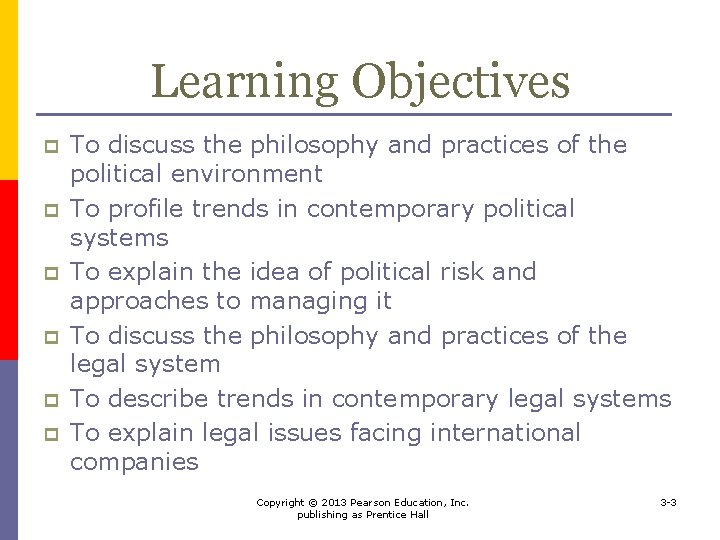 Learning Objectives p p p To discuss the philosophy and practices of the political