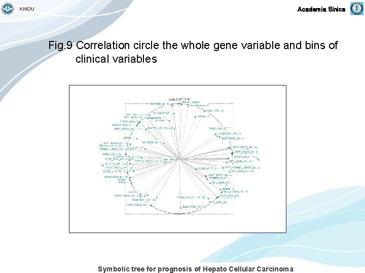 Academia Sinica Fig. 9 Correlation circle the whole gene variable and bins of clinical