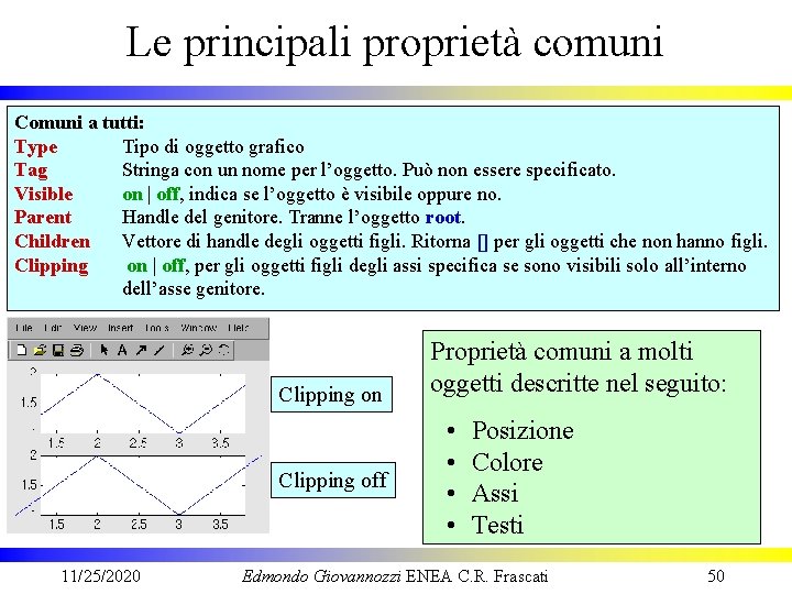 Le principali proprietà comuni Comuni a tutti: Type Tipo di oggetto grafico Tag Stringa