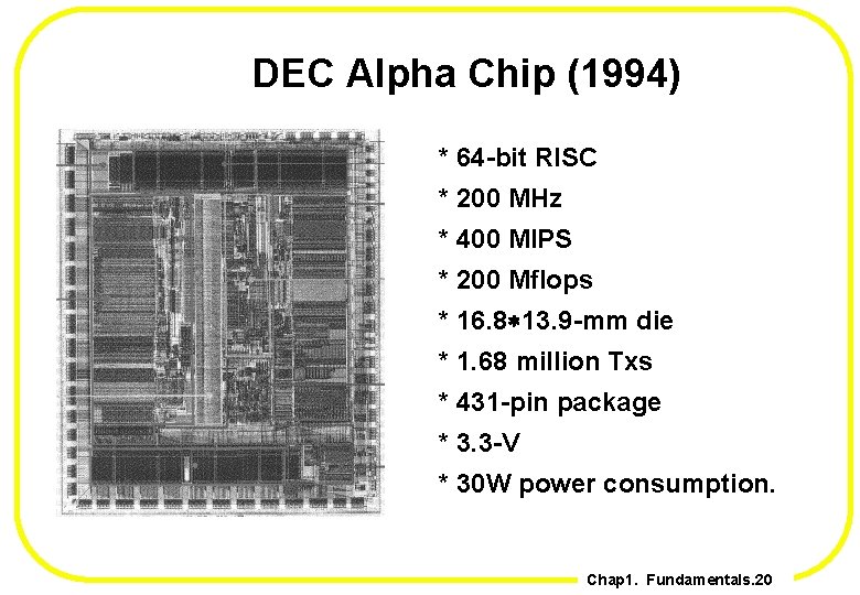 DEC Alpha Chip (1994) * 64 -bit RISC * 200 MHz * 400 MIPS