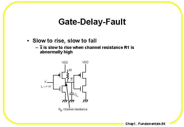 Gate-Delay-Fault • Slow to rise, slow to fall – x is slow to rise