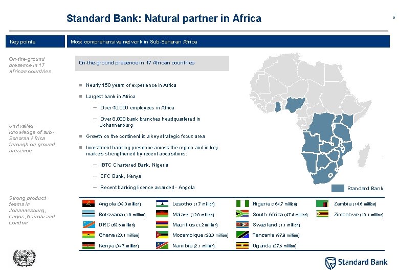 Standard Bank: Natural partner in Africa Key points On-the-ground presence in 17 African countries