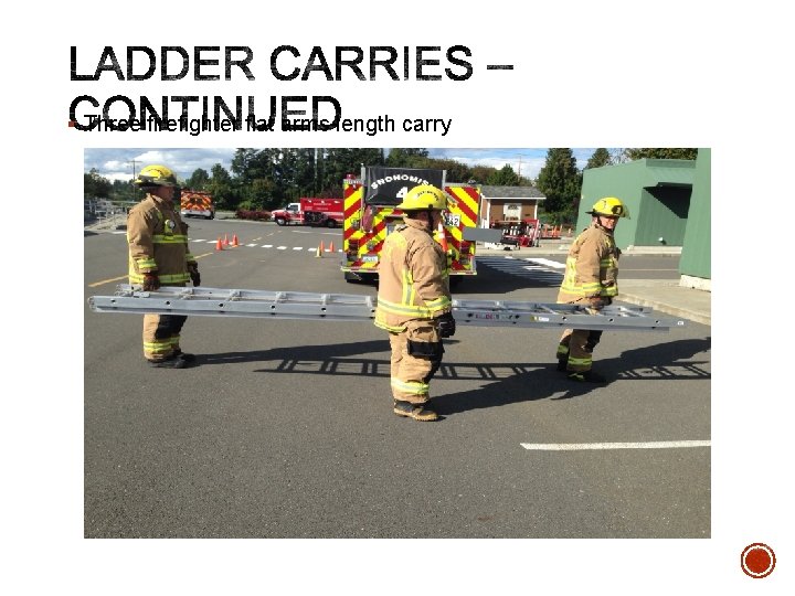 § Three firefighter flat arms length carry 