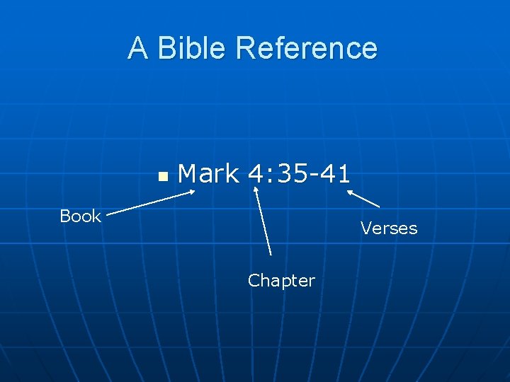 A Bible Reference n Mark 4: 35 -41 Book Verses Chapter 