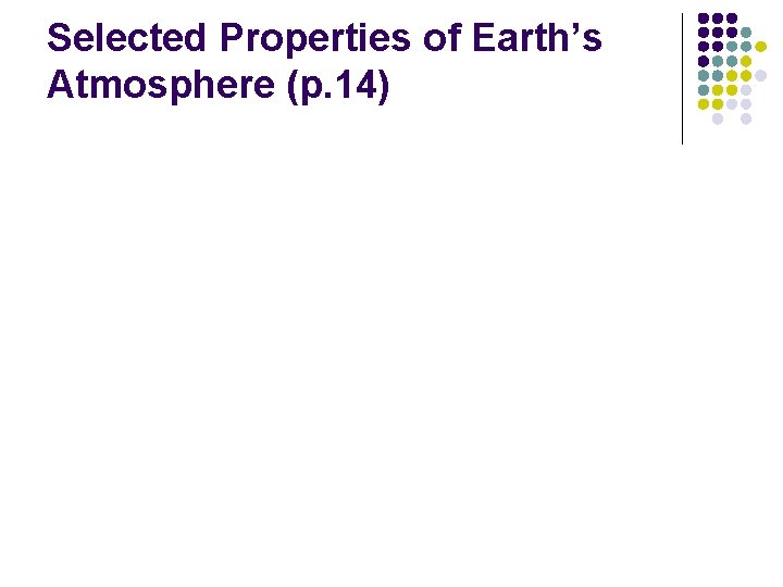 Selected Properties of Earth’s Atmosphere (p. 14) 