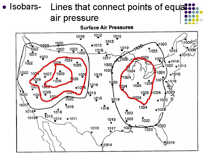 l Isobars- Lines that connect points of equal air pressure 