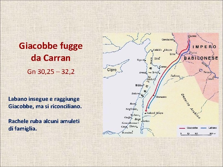 Giacobbe fugge da Carran Gn 30, 25 – 32, 2 Labano insegue e raggiunge