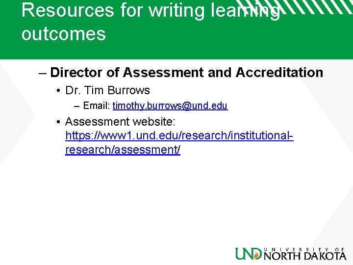 Resources for writing learning outcomes – Director of Assessment and Accreditation • Dr. Tim