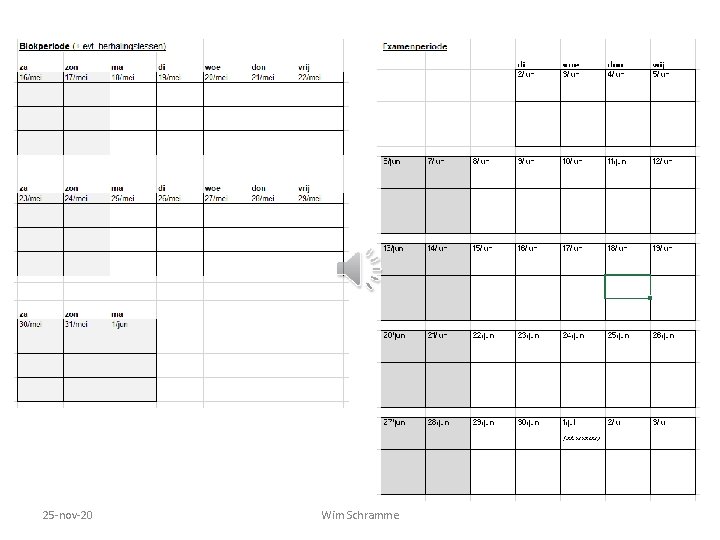 (schema met 3 dagdelen) 25 -nov-20 Wim Schramme 