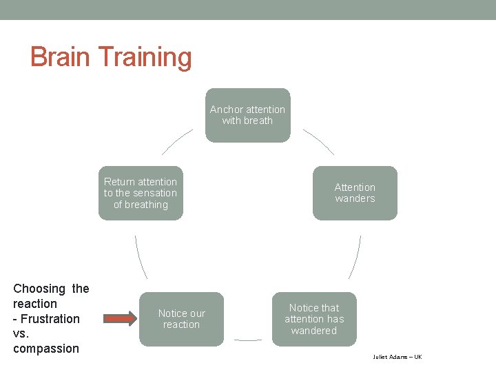 Brain Training Anchor attention with breath Return attention to the sensation of breathing Choosing